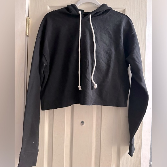 Black Cropped Hoodie - Picture 1 of 4